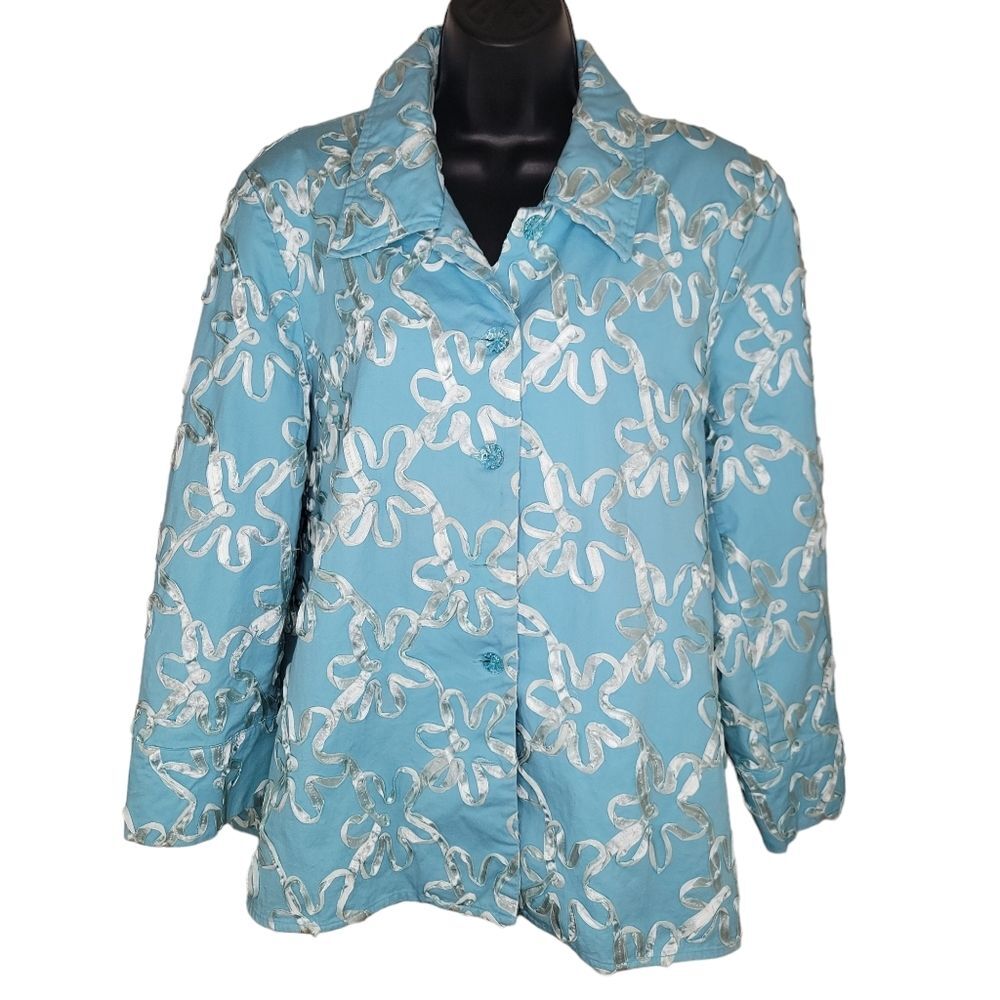 George Simonton Button Front Soutache Jacket Size… - image 1